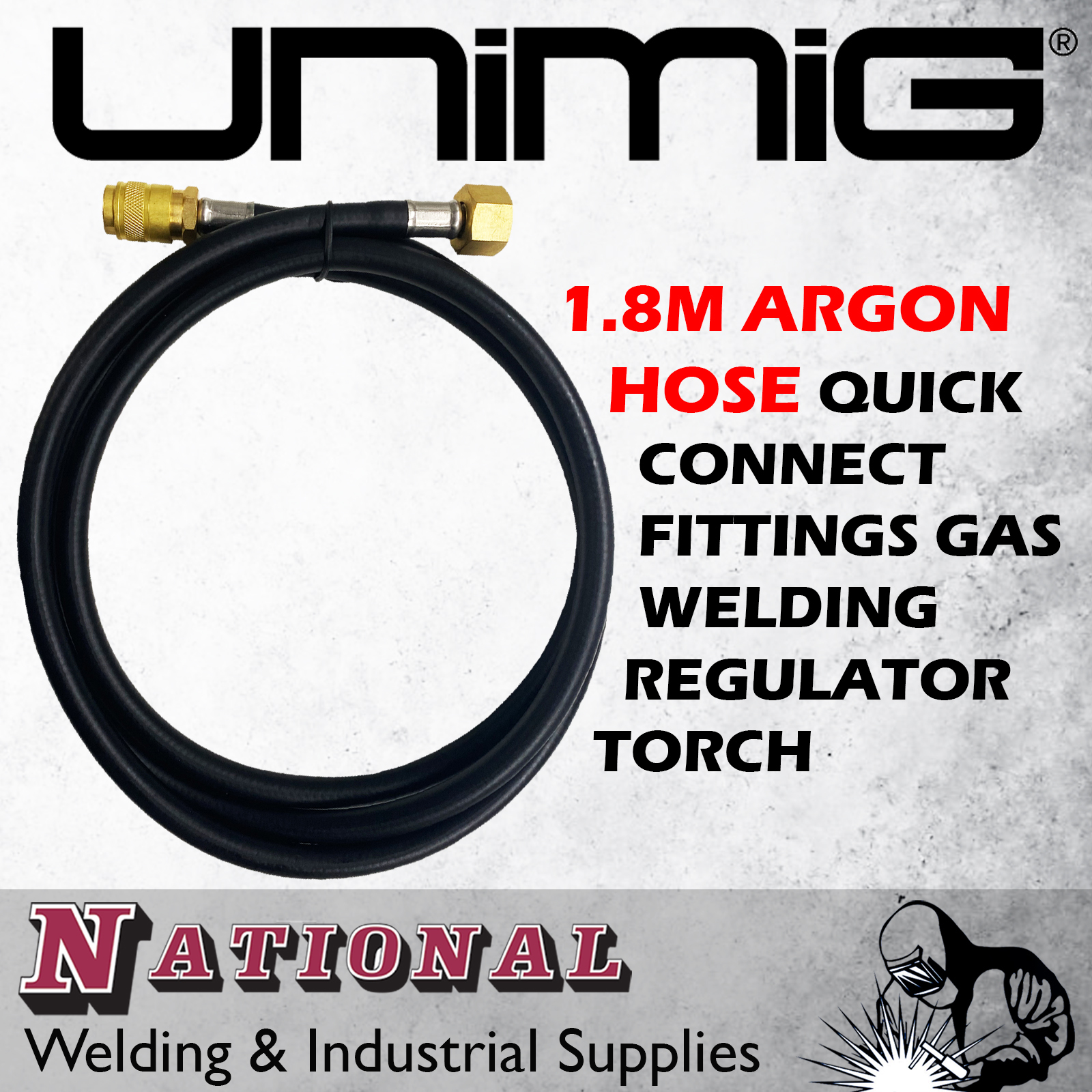 1.8m Argon Hose Quick Connect Fittings Gas Welding Regulator Torch Unimig  U31002