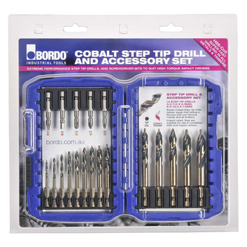 Cobalt Step Tip Drill and Accessory Set Bordo 2012-S1