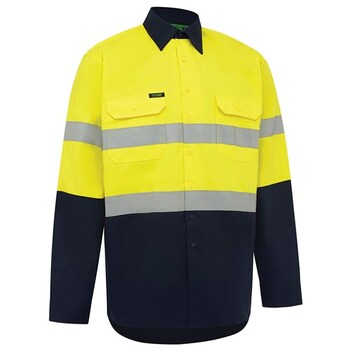 Hi Vis Lightweight Long Sleeve Taped Shirt Yellow/Navy Size Medium 2013YNM main image