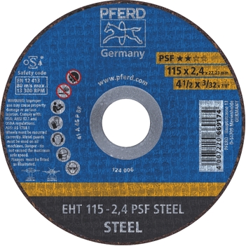 Flat Cut-Off Wheel EHT 115-2.4 A 46 P PSF GP-Steel Pferd 61730026 Pack of 10