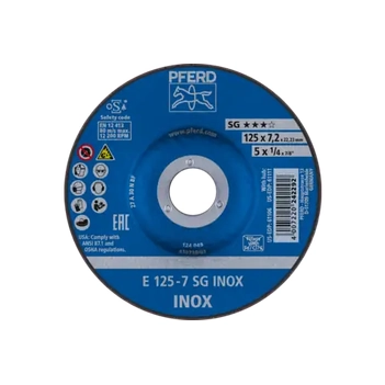 Grinding wheels SG INOX 125mm (5") x 22.23 x 7.2mm Pferd 62212623 Each Disc