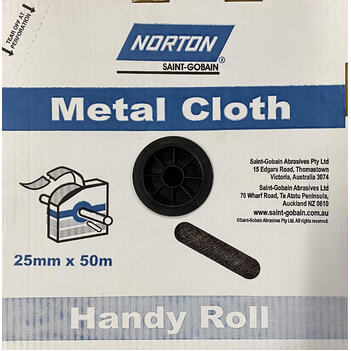 Metal Cloth Sanding Roll 25mm X 50m 80-Grit Handy Roll Norton 66623320801
