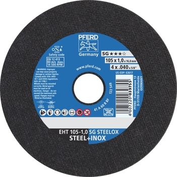 Cut-Off Wheel Ultra-Thin 105mm X 1.0mm Premium - Inox Stainless Steel Pferd 69121043 Pack of 5 