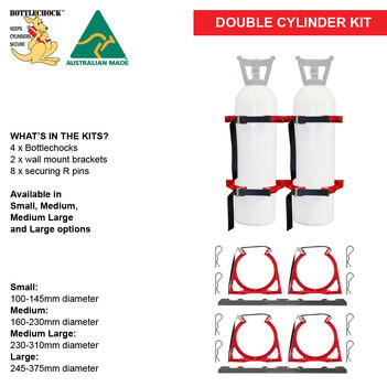 Bottlechock Cylinder Restraint 160-230mm E Size Medium 2 Cylinder Kit Stainless BST2M