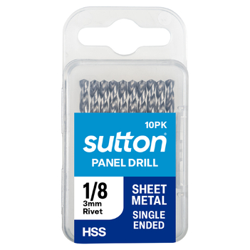 Drill D132 Panel Shortie HSS BRT 1/8" (3.18mm) 10pk Sutton D1320318