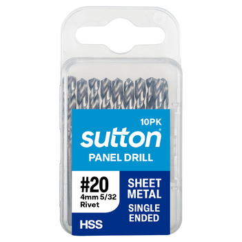 Drill D132 Panel Shortie HSS BRT #20 (4.09mm) 10pk Sutton D1320409