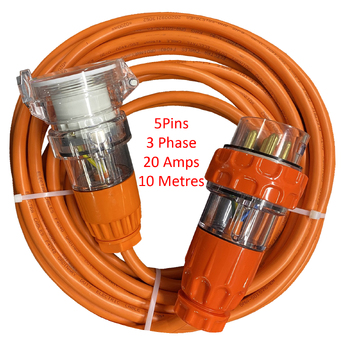 Extension Lead 3 Phase 20 Amps 10 Metres 5 Pin 5 Core Cable ELF504020A-10M-5PIN