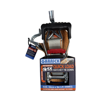 Quick Load Ratchet Tie Down 50MM X 9M X 2500KG Garrick Herbert GQLRTD-50MM Pack of 1