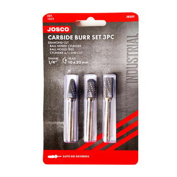 Carbide Burr Set 3Pc Josco JB301