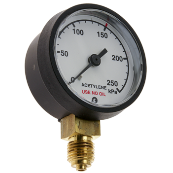 Pressure Gauge 0 - 250 kPa Acetylene 1/4" BSPP For RZ- Regulators
