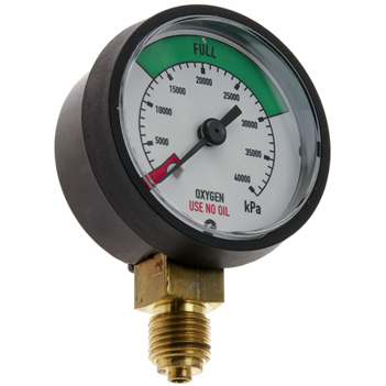 Pressure Gauge 0 - 30,000 kPa Oxygen 1/4" BSPP For RZ- Regulators