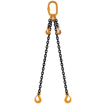 2 Leg Chain Sling, 13mm Chain, 1m Length, With Clevis Sling Hooks & Shortening Grab Hooks ITM 9802-13010