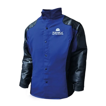 Flame Retardant Cotton 2XL Welding Jacket With Leather Sleeves Kamelo W151-SL-2XL